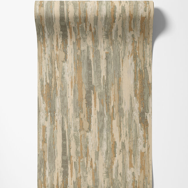 Dutch Wallcoverings Dutch Wallcoverings - Tahiti - Idylic l.bruin/groen - Vliesbehang - 10m x 53cm - 13354