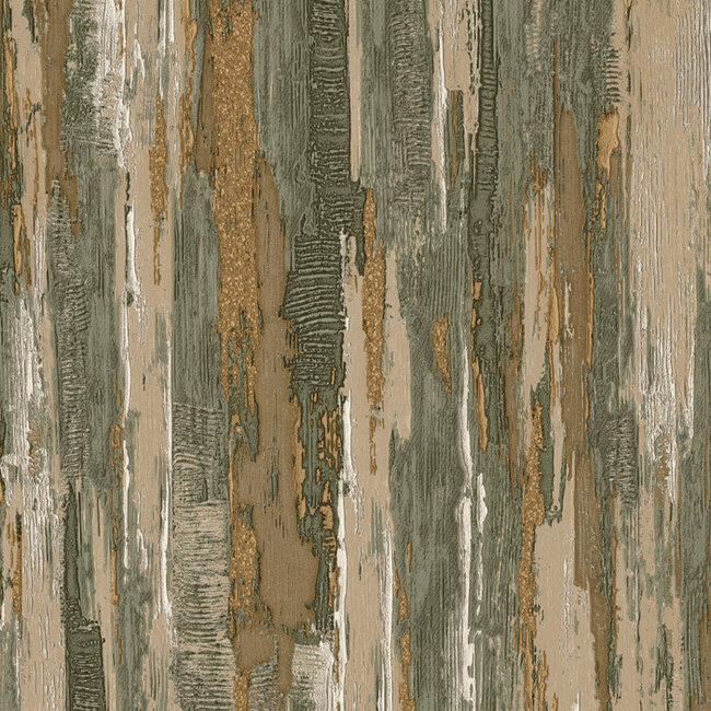 Dutch Wallcoverings Dutch Wallcoverings - Tahiti - Idylic l.bruin/groen - Vliesbehang - 10m x 53cm - 13354