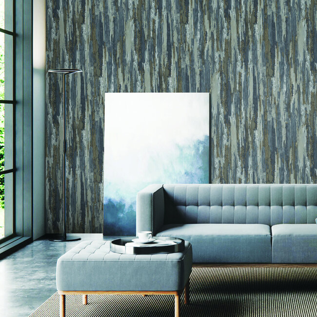 Dutch Wallcoverings Dutch Wallcoverings - Tahiti - Idylic grijs/blauw/beige - Vliesbehang - 10m x 53cm - 13356