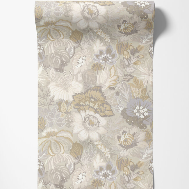 Dutch Wallcoverings Dutch Wallcoverings - Tahiti - Coccinella beige - Vliesbehang - 10m x 53cm - 13359