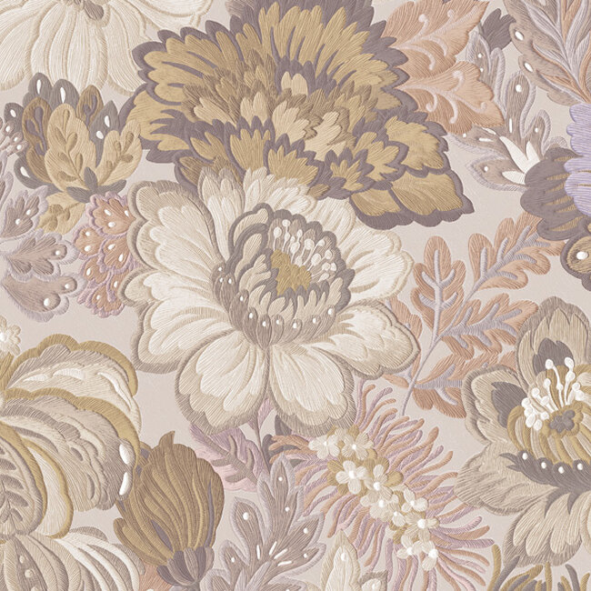 Dutch Wallcoverings Dutch Wallcoverings - Tahiti - Coccinella beige - Vliesbehang - 10m x 53cm - 13359