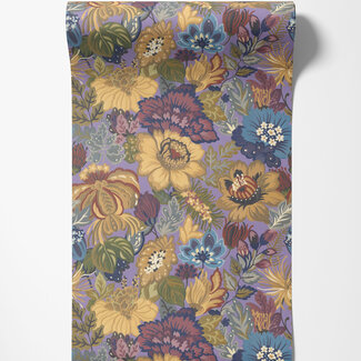 Dutch Wallcoverings Dutch Wallcoverings - Tahiti - Coccinella paars/geel/blauw - 13362