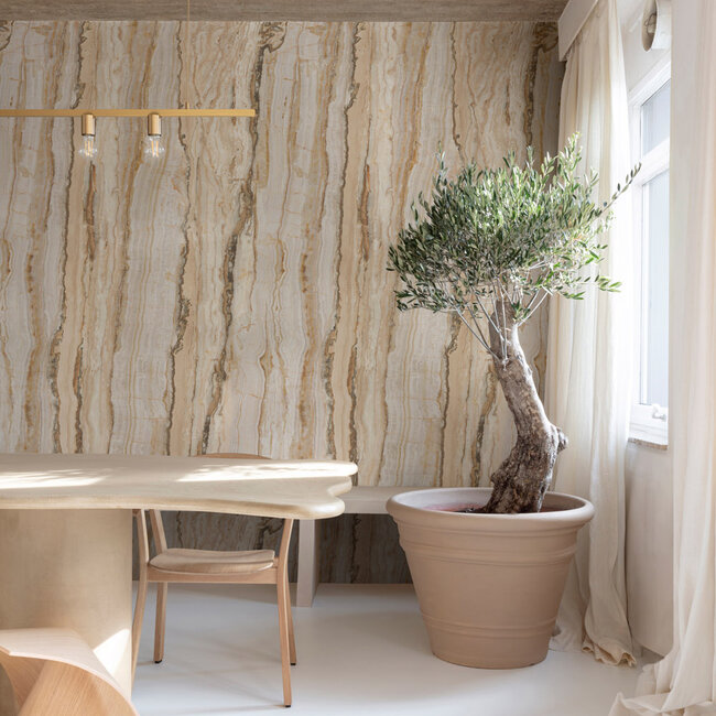 Dutch Wallcoverings Dutch Wallcoverings - Mural Vertical Marble beige 159x280cm - Vliesbehang - 280cm x 159cm - A50801