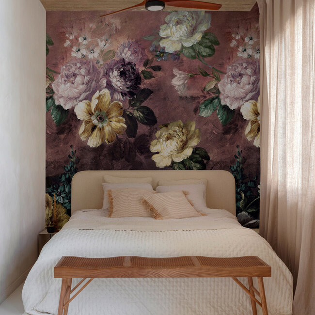 Dutch Wallcoverings Dutch Wallcoverings - Mural Painted Flowers 159x280cm - Vliesbehang - 280cm x 159cm - A52001