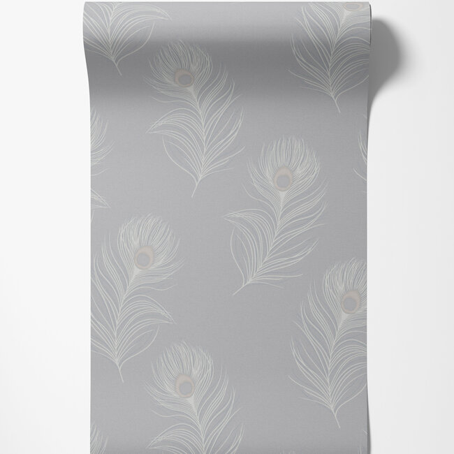 Dutch Wallcoverings Dutch Wallcoverings - FC Eleganza- Pavone Grey - Vinyl op papier - 10m x 53cm - 36241