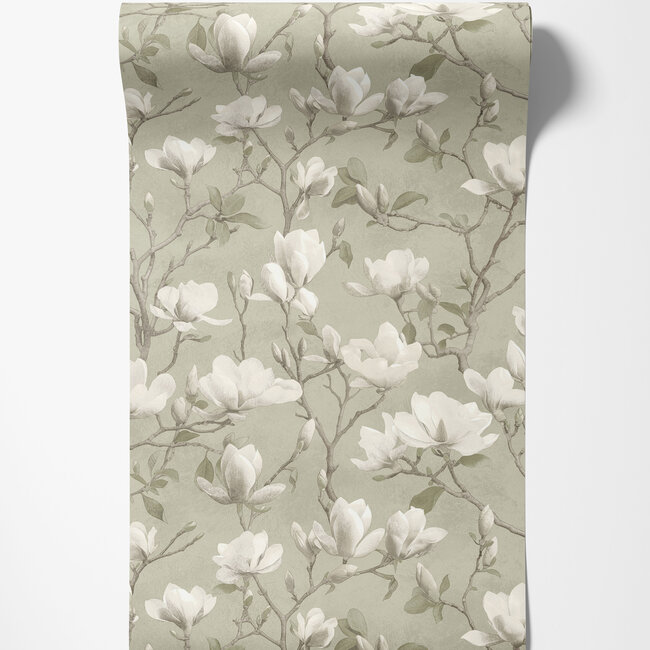 Dutch Wallcoverings Dutch Wallcoverings - FC Eleganza- Petalina Sage - Vinyl op papier - 10m x 53cm - 36401