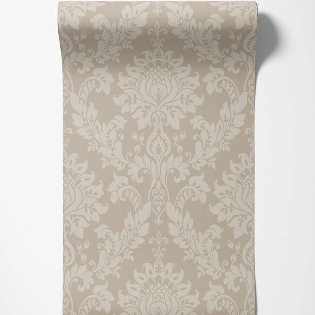 Dutch Wallcoverings Dutch Wallcoverings - FC Eleganza- Clara Beige - Vinyl op papier - 10m x 53cm - 36441