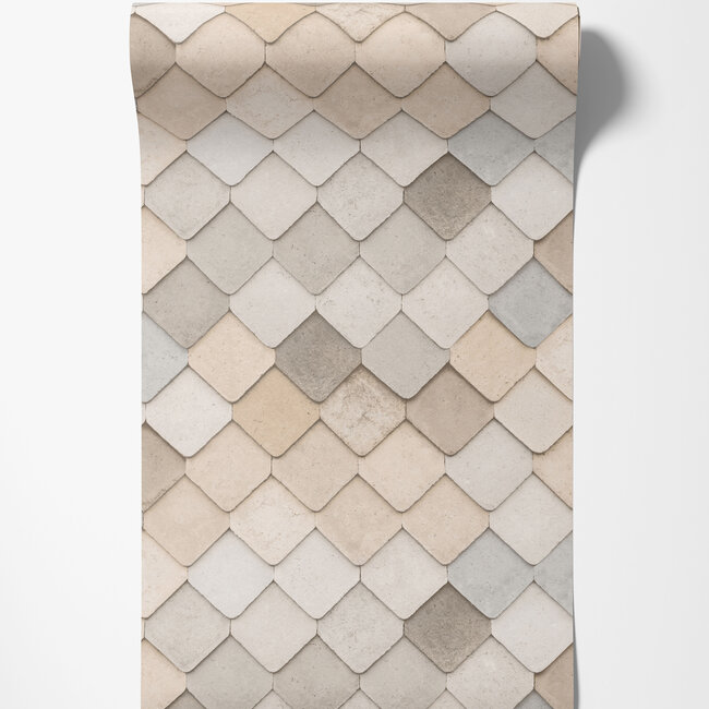 Dutch Wallcoverings Dutch Wallcoverings - Artifice- tegels beige - Vliesbehang - 10m x 53cm - M760-07