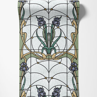 Dutch Wallcoverings Vliesbehang - Artifice- glas in lood grijs/blw/groen - M793-06