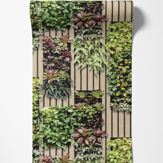 Dutch Wallcoverings Vliesbehang - Artifice- planken/planten beige/groen - M794-04