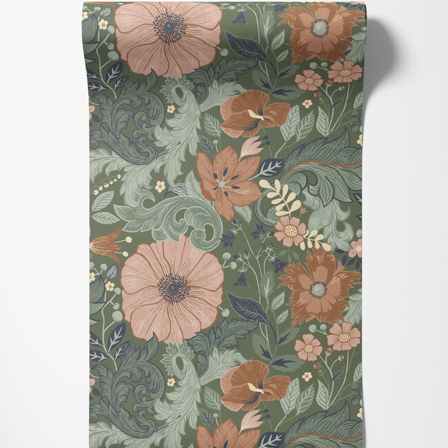 Dutch Wallcoverings Dutch Wallcoverings - FC Angas- Victoria Green - Vliesbehang - 10m x 53cm - 13109