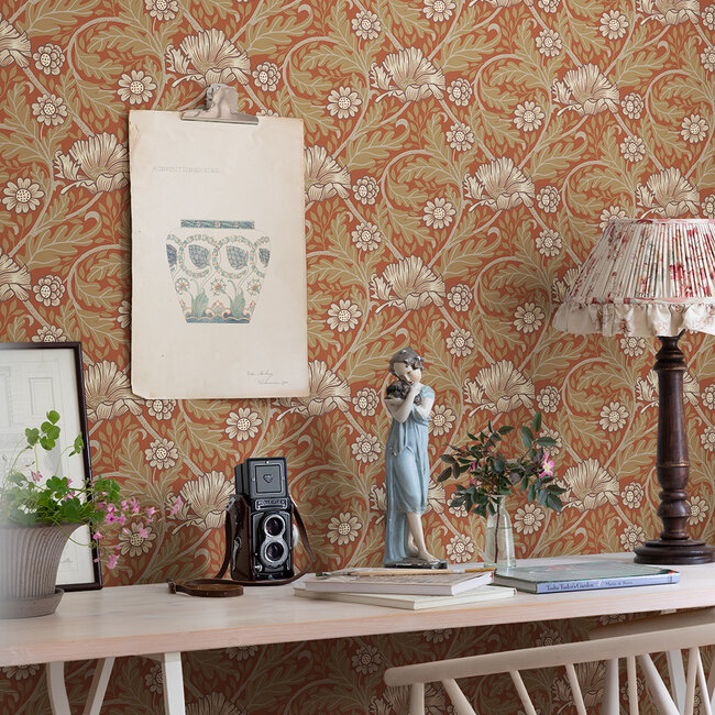 Dutch Wallcoverings Dutch Wallcoverings - FC Angas- Esther Red - Vliesbehang - 10m x 53cm - 13116