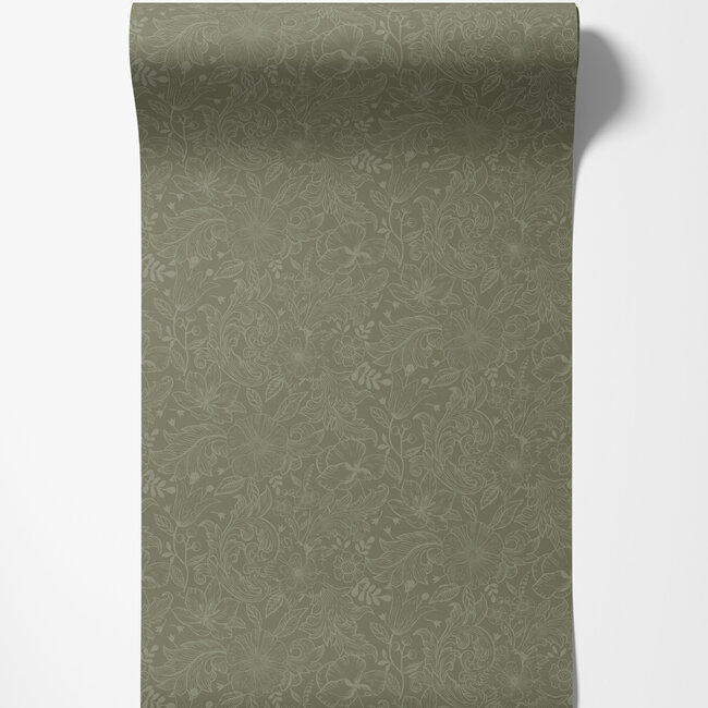 Dutch Wallcoverings Dutch Wallcoverings - FC Angas- Wilma Green - Vliesbehang - 10m x 53cm - 13129