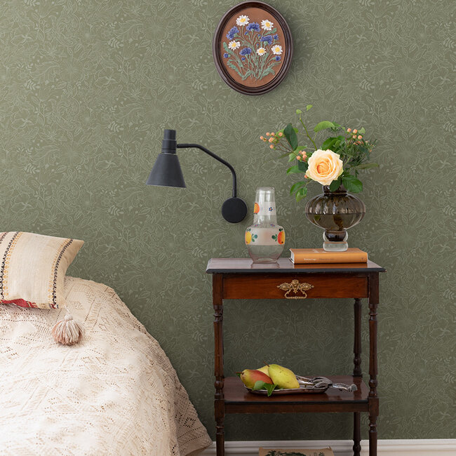 Dutch Wallcoverings Dutch Wallcoverings - FC Angas- Wilma Green - Vliesbehang - 10m x 53cm - 13129