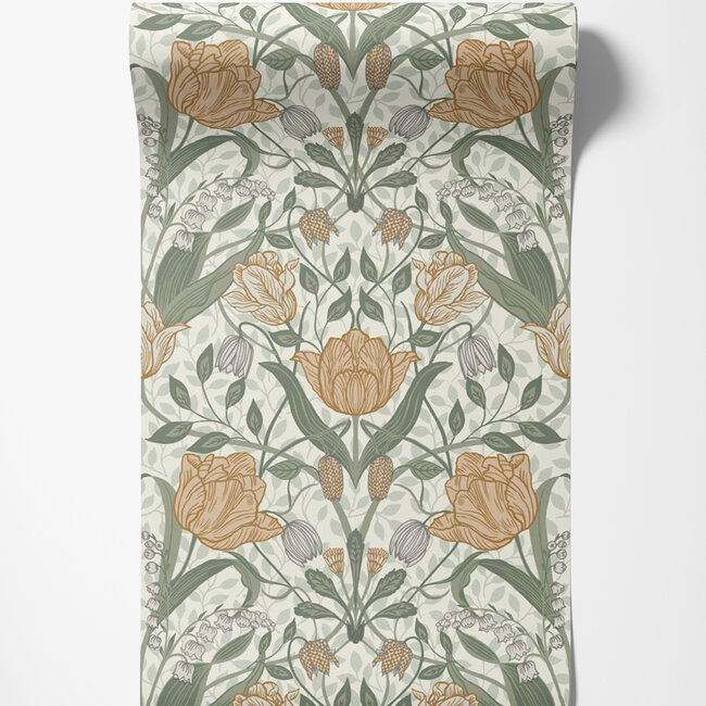 Dutch Wallcoverings Dutch Wallcoverings - FC Apelviken- Filippa White/yellow - Vliesbehang - 10m x 53cm - 33006