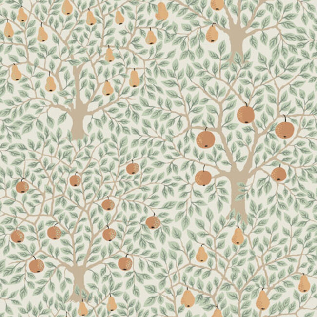 Dutch Wallcoverings Dutch Wallcoverings - FC Apelviken- Pomona White/green - Vliesbehang - 10m x 53cm - 33011