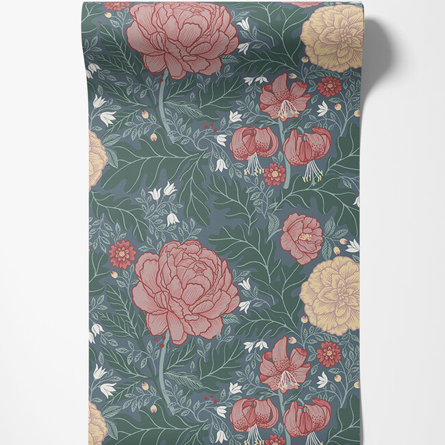 Dutch Wallcoverings Dutch Wallcoverings - FC Ekbacka- Camille Blue - Vliesbehang - 10m x 53cm - 14003