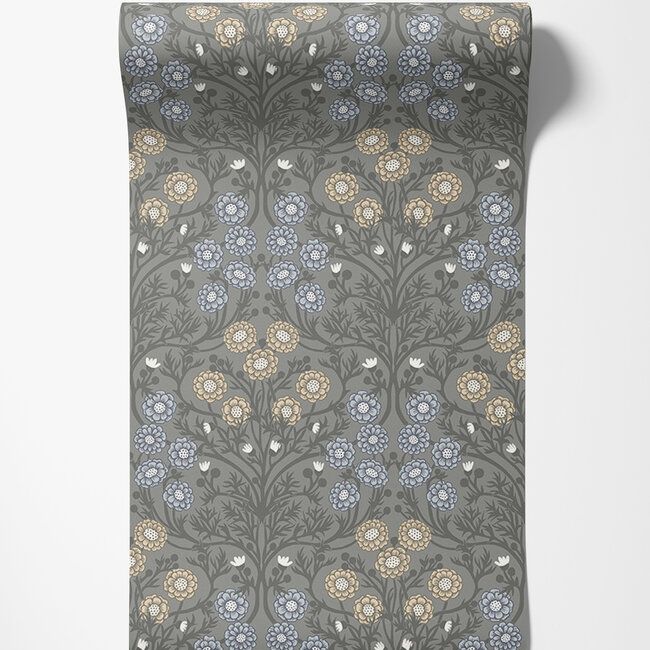 Dutch Wallcoverings Dutch Wallcoverings - FC Ekbacka- Bellis Grey - Vliesbehang - 10m x 53cm - 14016