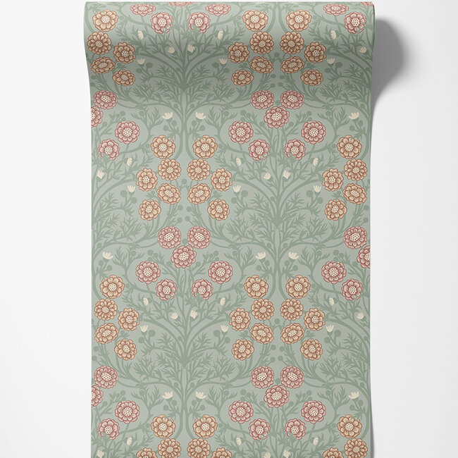 Dutch Wallcoverings Dutch Wallcoverings - FC Ekbacka- Bellis Light green - Vliesbehang - 10m x 53cm - 14017