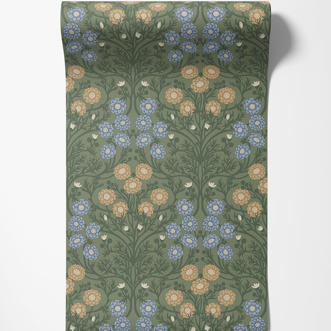 Dutch Wallcoverings Dutch Wallcoverings - FC Ekbacka- Bellis Green - Vliesbehang - 10m x 53cm - 14019
