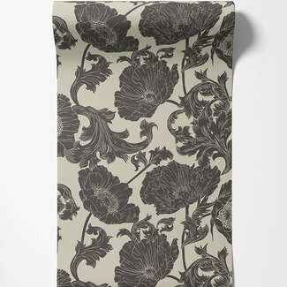 Dutch Wallcoverings Dutch Wallcoverings - FC Ekbacka- Papaver White/Black - 14025