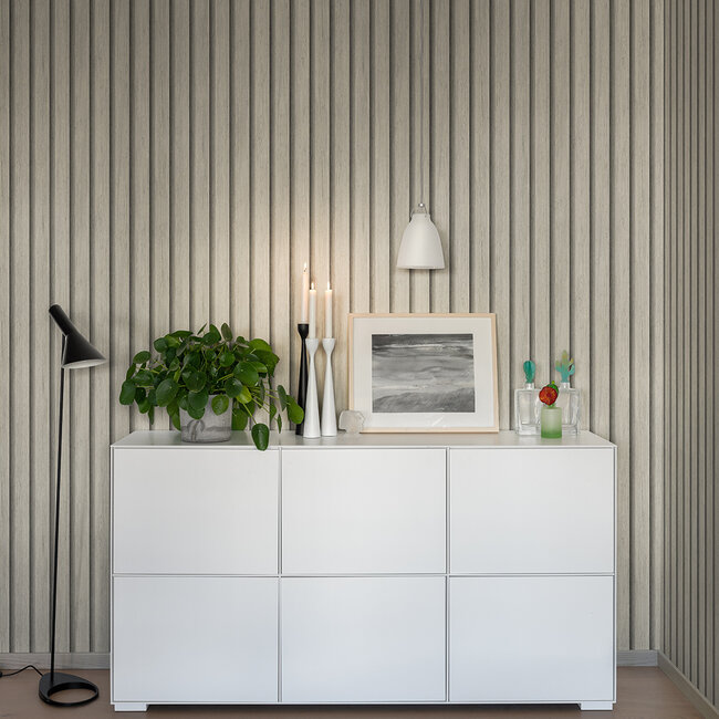 Dutch Wallcoverings Dutch Wallcoverings - FC Elements- Ribbvägg White - Vliesbehang - 10m x 53cm - 11903