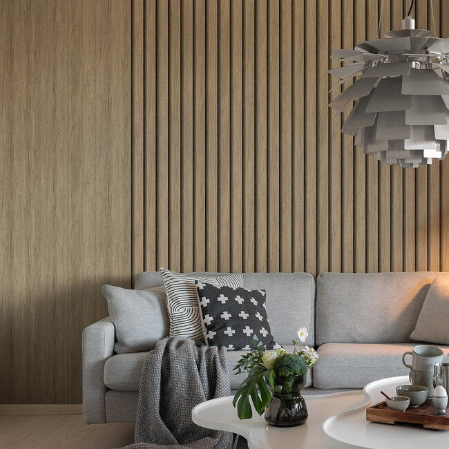 Dutch Wallcoverings Dutch Wallcoverings - FC Elements- Ribbvägg Walnut - Vliesbehang - 10m x 53cm - 11923