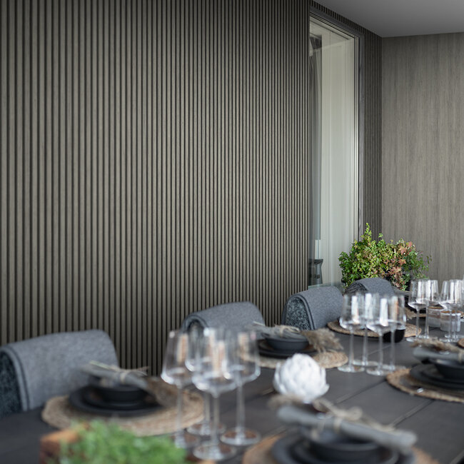 Dutch Wallcoverings Dutch Wallcoverings - FC Elements- Ribbvägg Black - Vliesbehang - 10m x 53cm - 11929