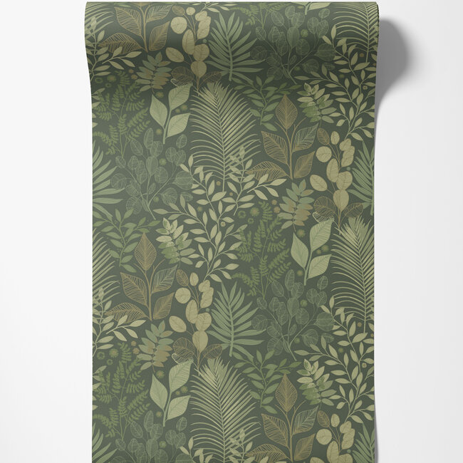 Dutch Wallcoverings Dutch Wallcoverings - Ester - Angslycka Dark green - Vliesbehang - 10m x 53cm - 20103