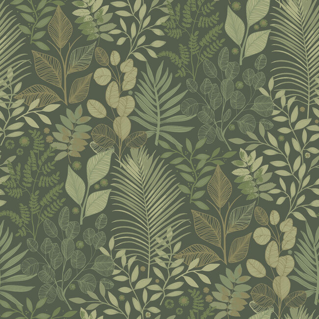 Dutch Wallcoverings Dutch Wallcoverings - Ester - Angslycka Dark green - Vliesbehang - 10m x 53cm - 20103