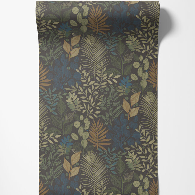 Dutch Wallcoverings Dutch Wallcoverings - Ester - Angslycka Black/blue - Vliesbehang - 10m x 53cm - 20105