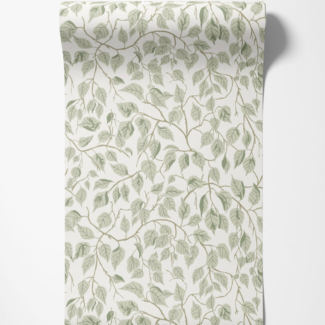Dutch Wallcoverings Dutch Wallcoverings - Ester - Hangbjork Light green - Vliesbehang - 10m x 53cm - 20107