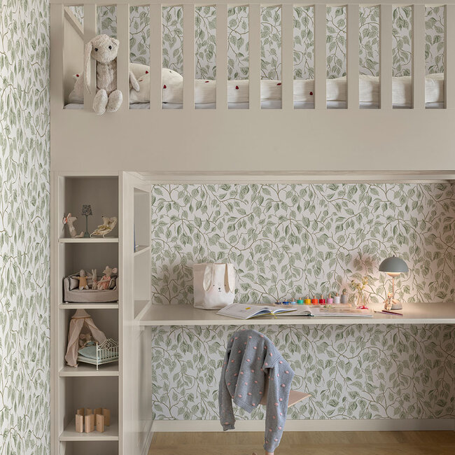 Dutch Wallcoverings Dutch Wallcoverings - Ester - Hangbjork Light green - Vliesbehang - 10m x 53cm - 20107