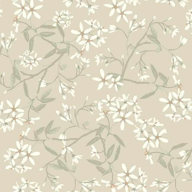 Dutch Wallcoverings Dutch Wallcoverings - Ester - Paradis Beige/green - Vliesbehang - 10m x 53cm - 20112