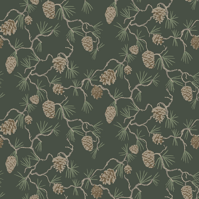 Dutch Wallcoverings Dutch Wallcoverings - Ester - Tallskog Dark green - Vliesbehang - 10m x 53cm - 20116