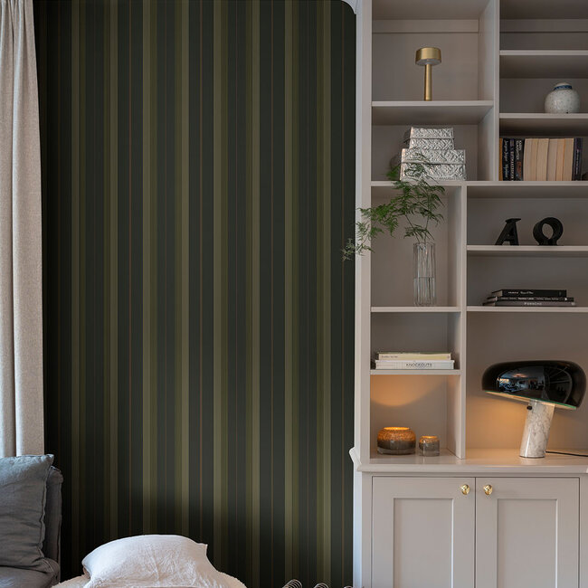 Dutch Wallcoverings Dutch Wallcoverings - Ester - Herrgard Black/green - Vliesbehang - 10m x 53cm - 20122