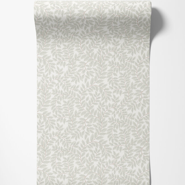 Dutch Wallcoverings Dutch Wallcoverings - FC Fagelsang- Lindlöv White grey - Vliesbehang - 10m x 53cm - 34017