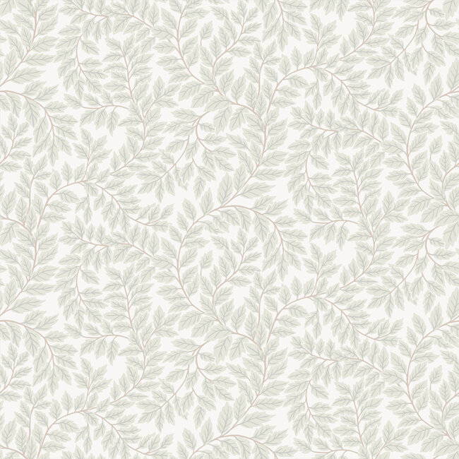 Dutch Wallcoverings Dutch Wallcoverings - FC Fagelsang- Lindlöv White grey - Vliesbehang - 10m x 53cm - 34017