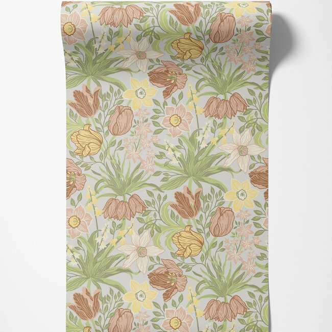 Dutch Wallcoverings Dutch Wallcoverings - FC Fagelsang- Cecilia Pink/green - Vliesbehang - 10m x 53cm - 34028