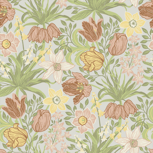 Dutch Wallcoverings Dutch Wallcoverings - FC Fagelsang- Cecilia Pink/green - Vliesbehang - 10m x 53cm - 34028