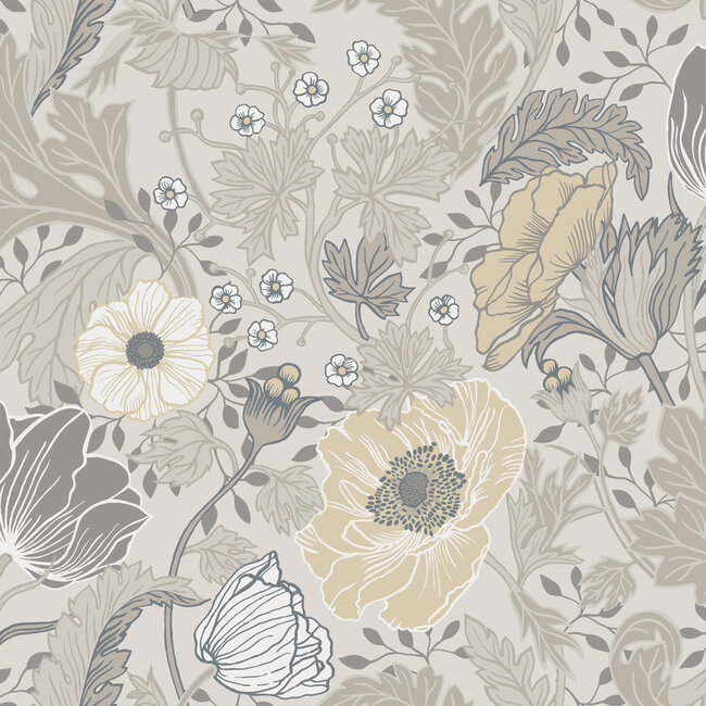 Dutch Wallcoverings Dutch Wallcoverings - FC Fagelsang- Anemone Grey - Vliesbehang - 10m x 53cm - 34033