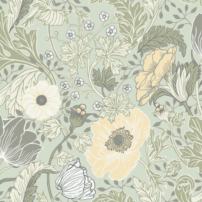 Dutch Wallcoverings Dutch Wallcoverings - FC Fagelsang- Anemone Green - Vliesbehang - 10m x 53cm - 34034