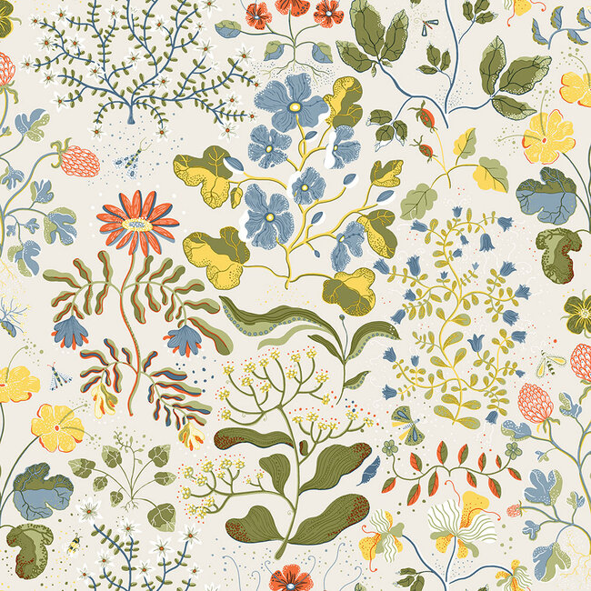 Dutch Wallcoverings Dutch Wallcoverings - FC Fägring- Groh beige/groen - Vliesbehang - 10m x 53cm - 22001