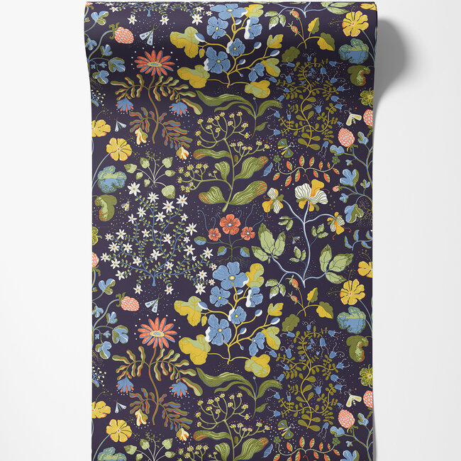 Dutch Wallcoverings Dutch Wallcoverings - FC Fägring- Groh donkerblauw/groen - Vliesbehang - 10m x 53cm - 22002