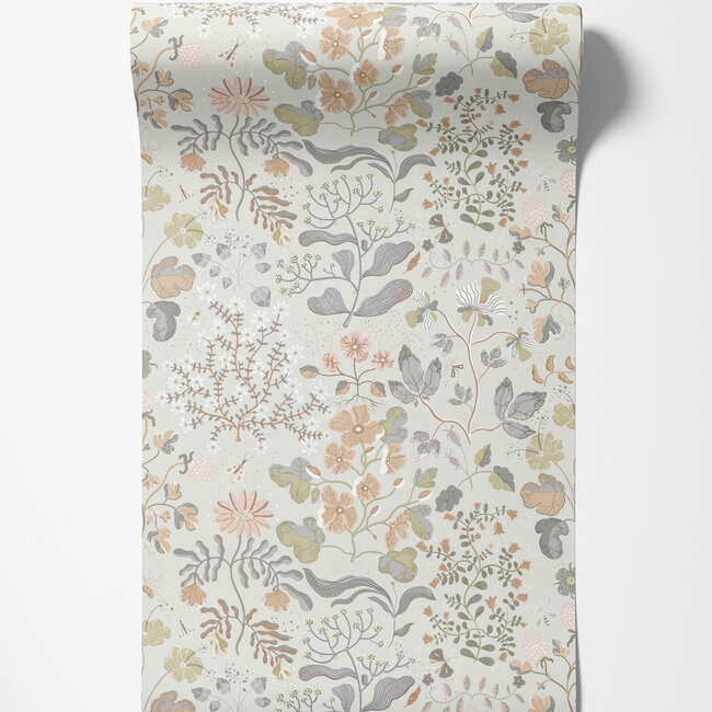 Dutch Wallcoverings Dutch Wallcoverings - FC Fägring- Groh grijs/groen - Vliesbehang - 10m x 53cm - 22004