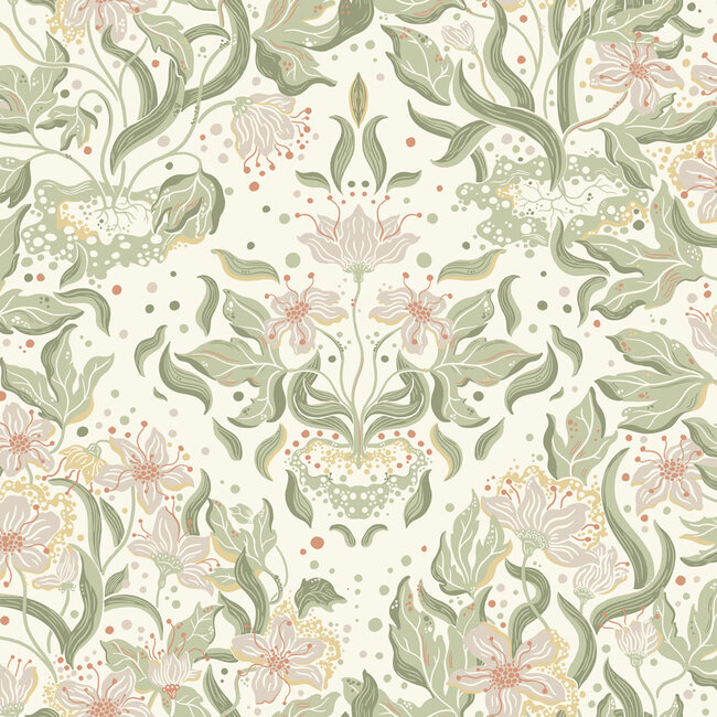 Dutch Wallcoverings Dutch Wallcoverings - FC Fägring- Lisa donkergroen - Vliesbehang - 10m x 53cm - 22017