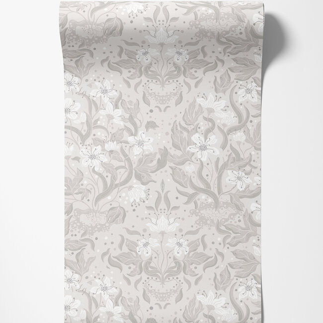 Dutch Wallcoverings Dutch Wallcoverings - FC Fägring- Lisa grijs - Vliesbehang - 10m x 53cm - 22019