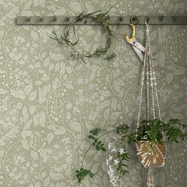 Dutch Wallcoverings Dutch Wallcoverings - FC Fägring- Turi donkergroen - Vliesbehang - 10m x 53cm - 22024
