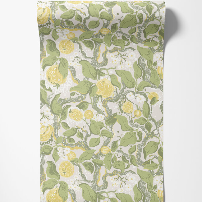 Dutch Wallcoverings Dutch Wallcoverings - FC Fägring- Kart geel - Vliesbehang - 10m x 53cm - 22027