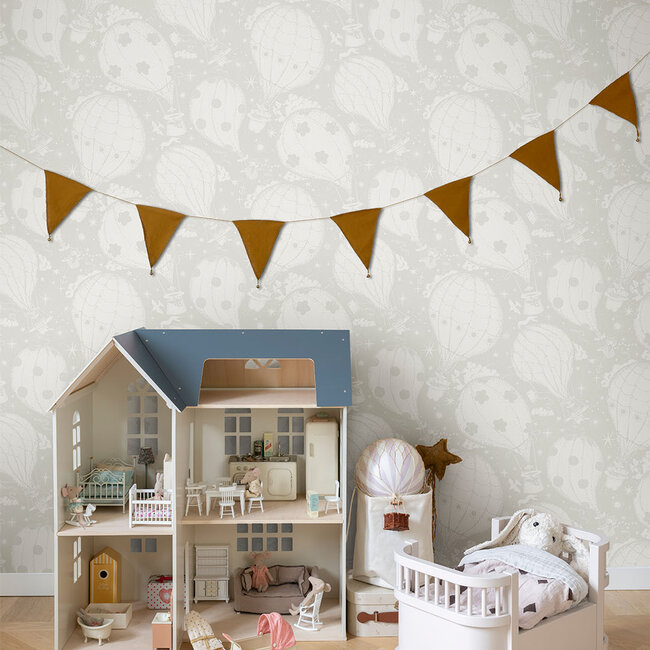 Dutch Wallcoverings Dutch Wallcoverings - FC Resan- Ballongerna Grey - Vliesbehang - 10m x 53cm - 29001